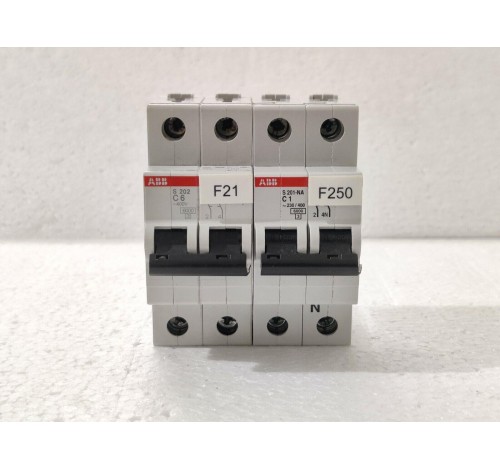 ABB S202 C6 + ABB S201-NA C1 Circuit Breaker 2CDS251103R0014 & 2CDS252001R