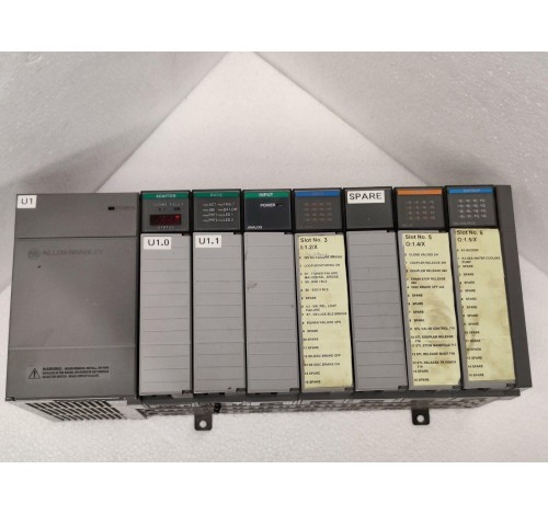 Allen Bradley SLC 500 PLC Set 1746-P3 + 1747-ASB + 1746-BAS + 1746-NI4 + 1746-IB