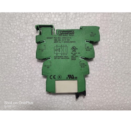 Phoenix Contact PLC-BSC-230UC/21-21 Socket Ord. 2967044 With 2961202 Relay